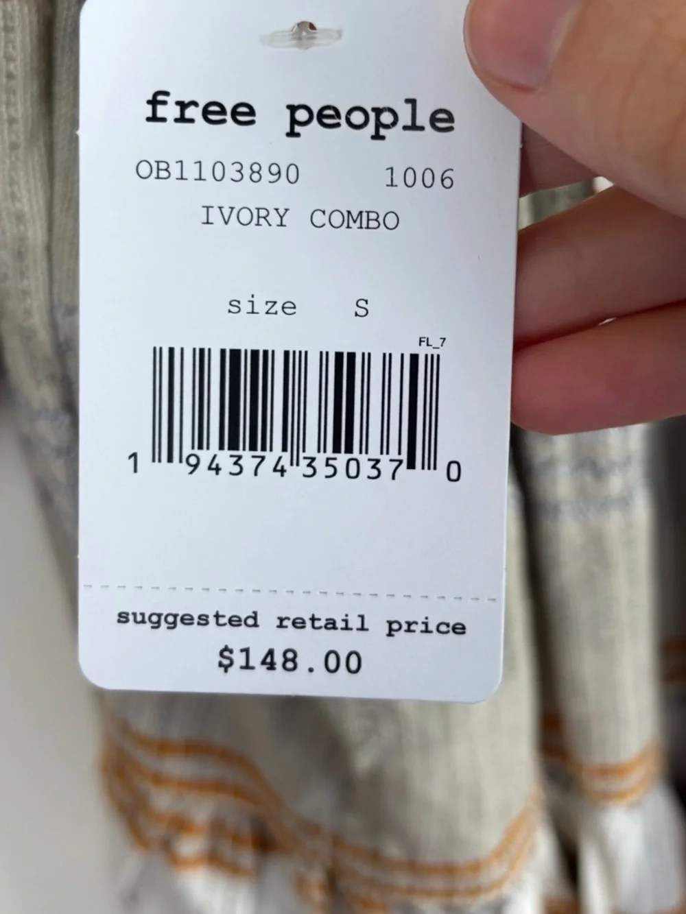 Free People Cozy Striped Peasant Mini Dress Size S Open Back Ivory Combo NWT